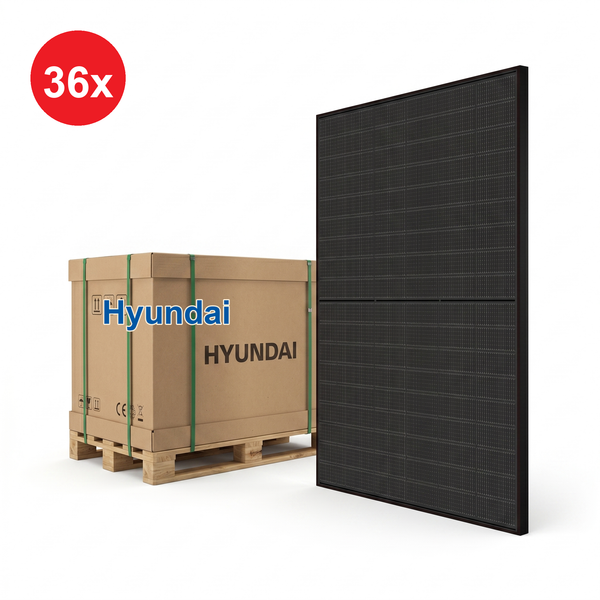 Hyundai 460W Solar Module HeteroMax Premium N-Type HJT Zero Busbar - Full Black - PALLET OF 36