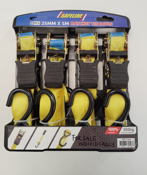 Safeline Ratchet Strap 25mm x 5m (Bundle of 4)