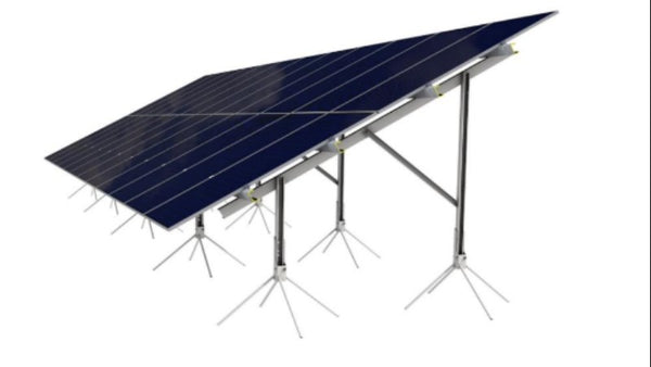 Solarport 20 Panel Doble Portrait Modular Kit High Wind X Anchor 20 dgr pile position 30dgr spacing