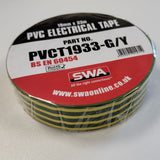 SWA PVC TAPE 19MM X 33M GREEN/YELLOW