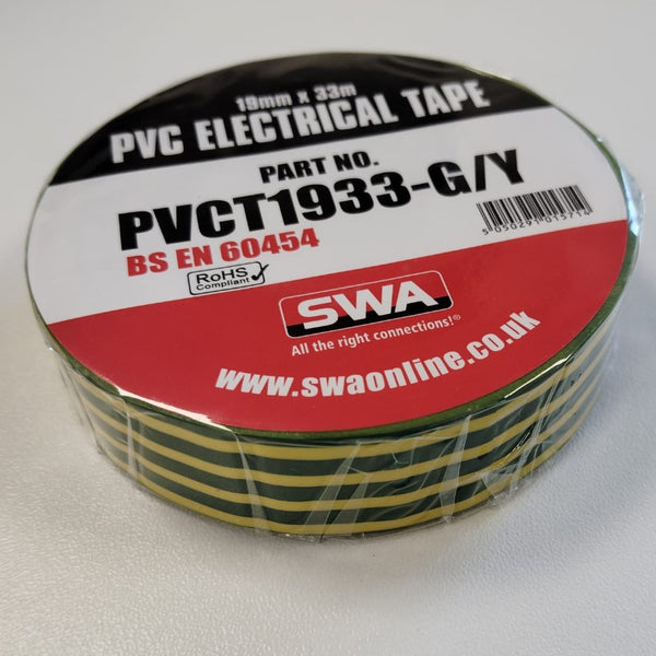 SWA PVC TAPE 19MM X 33M GREEN/YELLOW