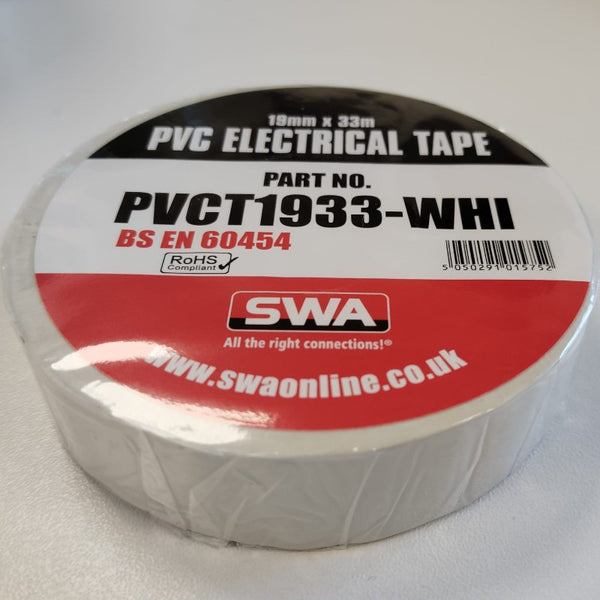 SWA PVC TAPE 19MM X 33M WHITE