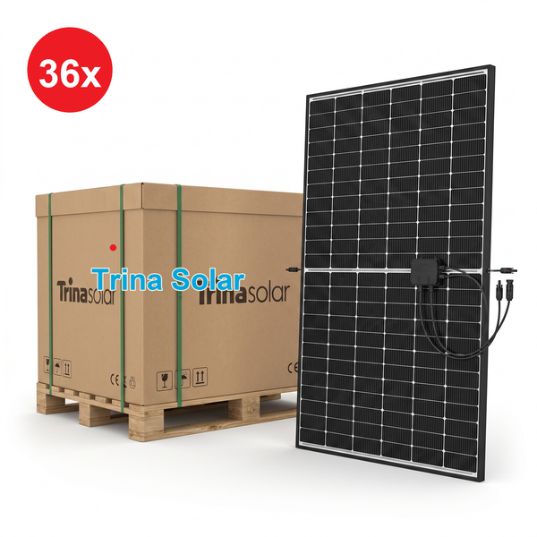 Trinasolar 465W Vertex S+ Dual Glass N-type iTOPCon Solar Module - Black Frame/White Backsheet - PALLET OF 36